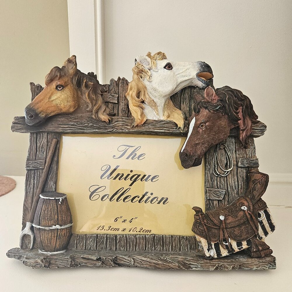 Rustic Western Horse Equestrian Photo Frame – 4” x 6” -New